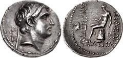 Greek SELEUKID EMPIRE. Demetrios I Soter. 162-150 BC. AR Tetradrachm (28.5mm, 17.18 g, 5h). Ekbatana mint. Struck circa 161/58-150 BC. Diademed head right; to left, K above star / BAΣIΛEΩΣ ΔHMHTPIOY Σ