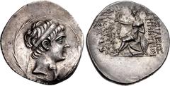 Greek SELEUKID EMPIRE. Demetrios II Nikator. First reign, 146-138 BC. AR Tetradrachm (32.5mm, 16.76 g, 12h). Soloi mint. Diademed head right within laurel wreath / BAΣIΛEΩΣ ΔHMHTPIOY ΘEOY ΦIΛAΔEΛΦOY N