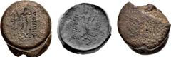 Oriental Greek BAKTRIA, Greco-Baktrian Kingdom. Demetrios I Aniketos. Circa 200-185 BC. Hardened Æ die for AR Tetradrachm Reverse. Dimensions of reverse die: die face 34 mm in diameter; die shank 39 m