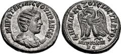 Roman Provincial SELEUCIS and PIERIA, Antioch. Otacilia Severa. Augusta, AD 244-249. BI Tetradrachm (2526mm, 12.76 g, 12h). Struck AD 247. MAP ΩTAKIΛI CЄOVHPAN CЄB, draped bust right, wearing stephane