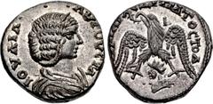 Roman Provincial SELEUCIS and PIERIA, Emesa. Julia Domna. Augusta, AD 193-217. AR Tetradrachm (24mm, 12.95 g, 12h). Officina A. Struck AD 215-217. IOVΛIA AVΓOCTA, draped bust right, wearing stephane /