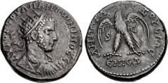 Roman Provincial SELEUCIS and PIERIA, Emesa. Uranius Antoninus. Usurper, AD 253-254. BI Tetradrachm (24mm, 10.12 g, 6h). AVTO K COVΛ CЄOVHPOC ANTωNINOC CЄ, radiate, draped, and cuirassed bust right / 