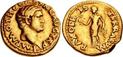 Roman Imperial Otho. AD 69. AV Aureus (19mm, 7.24 g, 6h). Rome mint. Struck 15 January–8 March. IMP M OTHO CΛESΛR ΛVG TR P, bare head right / PAX ORB IS TERRARVM, Pax, draped, standing left, holding o