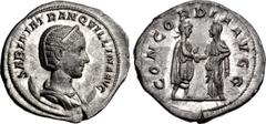 Roman Imperial Tranquillina. Augusta, AD 241-244. AR Antoninianus (23mm, 4.33 g, 1h). Rome mint. Special emission of Gordian III, AD 243. SABINIA TRANQVILLINA AVG, draped bust right, wearing stephane,
