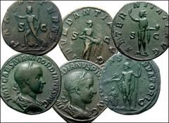Roman Imperial Collection of Gordian III. Æ Sestertii. Includes a good variety of reverse types. Twenty-eight (28) coins in lot. Coins Fine to VF, mostly with patinas.Photos and detailed descriptions 