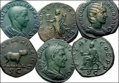 Roman Imperial Collection of Philip I and Family. Æ Sestertii. Includes: Philip I (15) // Otacilia Severa (4) // Philip II (4). Twenty-three (23) coins in lot. Coins Fine to VF, mostly with patinas.Ph