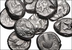 Large Lots GREEK. Asia Minor. Lot of ten (10) AR Staters. Includes: CARIA, Uncertain (Mylasa?) // PAMPHYLIA, Aspendos (4) // Side // LYCIA, Phaselis // CILICIA, Kelenderis // Mallos // Soloi. Fine to 