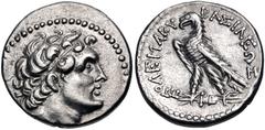 Greek PTOLEMAIC KINGS of EGYPT. Ptolemy VI Philometor. Second sole reign, 163-145 BC. AR Didrachm (21mm, 5.91 g, 1h). Uncertain mint in Cyprus. Dated year 106 of an uncertain era (157/6 BC). Diademed 