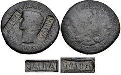 Countermarked Coins from the Richard Baker Collection MOESIA & THRACE. Æ Sestertius (38.5mm, 27.64 g, 6h). Struck under Galba, April–June AD 68. GALBA in rectanglar countermark struck twice on a bronz