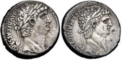 Roman Provincial SELEUCIS and PIERIA, Antioch(?). Nero, with Divus Claudius. AD 54-68. AR Tetradrachm (24.5mm, 14.95 g, 12h). Struck circa AD 63-68. Laureate head of Nero right; ivy leaf above wreath 
