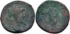 Roman Imperial Didius Julianus. AD 193. Æ Sestertius (28mm, 18.67 g, 11h). Rome mint. Laureate head right / Didius Julianus standing left, holding globe and volumen. RIC IV 16; Banti 6. Near Fine, gre