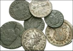 ROMAN. Imperial. Seven Later Roman Æ. Includes: Claudius II Gothicus / Pax // Same / Fortuna // Aurelian / Victory and Emperor (these three all with most silvering intact) // Galeria Valeria. * S / •S