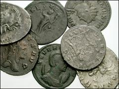 ROMAN. Imperial. Lot of seventeen later Antoniniani. Includes: Valerian I, 253-260 AD. Radiate and draped bust right / Apollo standing right, drawing bow. RSC 25 // Valerian II Caesar. Same / Jupiter 