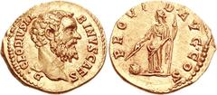 Clodius Albinus. As Caesar, AD 193-195. AV Aureus (7.17 g, 12h). Rome mint. Struck AD 193. D CLODIVS AL-BINVS CAES, bare head right / PROVI-D AVG COS, Providentia standing left, holding wand in right 