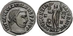 Valens. Usurper, AD 316-317. Æ Follis (3.99 g, 6h). Alexandria mint, 2nd officina. IMP C AVR VAL VALENS P F AVG, laureate head right / IOVI CONSER-VATORI AVGG, Jupiter standing left, holding Victory o