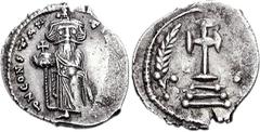 Constans II. 641-668. AR Half Miliaresion or Siliqua (2.02 g, 6h). Constantinople mint. Struck 652-654. d N CONSTAN TIN[US PP AV], full-length figure of Constans, crowned and wearing chlamys, standing