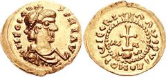 MEROVINGIANS, Marseille. Circa 600-620. AV Solidus of 21 siliquae (3.86 g, 6h). Fourth phase, group 8 (pseudo-imperial coinage). Struck in the name of Phocas. C II FOCL’’ S CR F LVC (some letters retr