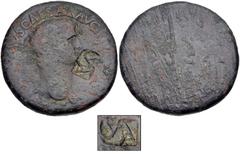 Countermarked Coins from the Richard Baker Collection GALLIA LUGDUNENSIS. Æ Sestertius (34mm, 27.02 g). Struck during the Civil War or early in the reign of Vespasian, AD 69. (VESPA) monogram in recta