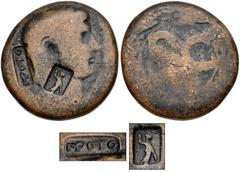 Countermarked Coins from the Richard Baker Collection SELEUCIS and PIERIA, Antioch. Æ (24mm, 13.02 g). Countermarks applied under Otho, AD 69, and Domitian, AD 83-96. (IMP) OTO and Athena standing rig
