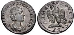 Selections from the Michel Prieur Collection SELEUCIS and PIERIA, Antioch. Herennia Etruscilla. Augusta, AD 249-251. BI Tetradrachm (25mm, 11.12 g, 5h). 6th officina. Draped bust right, wearing stepha