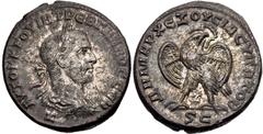 Selections from the Michel Prieur Collection SELEUCIS and PIERIA, Antioch. Trebonianus Gallus. AD 251-253. BI Tetradrachm (25mm, 12.75 g, 6h). 7th officina. Struck AD 252-253. Laureate, draped, and cu