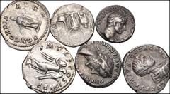 Large Lots ROMAN. Provincial-Imperial. Lot of five (5) AR Denarii and one (1) Cappadocian AR Hemidrachm. Includes: Denarii: Trajan // Antoninus Pius // Plautilla // Geta, as Caesar (2 coins) // Provin