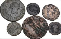 Large Lots ROMAN. Imperial. Lot of twenty (20) bronze coins. Includes: Delmatius // Decentius // Julian II (3) // Jovian // Gratian (2) // Valentinian II // Theodosius I (2) // Magnus Maximus // Arcad