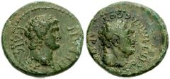 LYDIA, Sardis. Nero. AD 54-68. Æ 16mm (2.99 g). Ti. Cl. Mnaseas, strategos(?). Struck circa AD 65. Laureate head right / Head of Herakles right. RPC I 3009; SNG Copenhagen 524. VF, green patina, patin