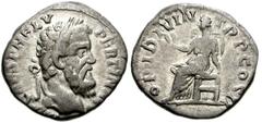 Pertinax. AD 193. AR Denarius (18mm, 3.29 g). Alexandria mint. Laureate head right / Ops seated left, holding grain ears. RIC IV -; RSC 33a. VF, light porosity. No distinction is made in RIC and BMC b
