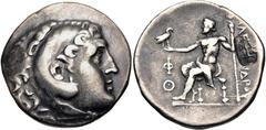 Greek LYCIA, Phaselis. Circa 218/7-186/5 BC. AR Tetradrachm (30mm, 15.94 g, 12h). In the name and types of Alexander III of Macedon. Dated CY 9 (210/09 BC). Head of Herakles right, wearing lion skin /