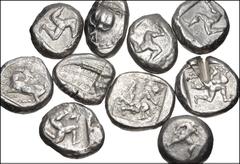 Large Lots GREEK. Asia Minor. Lot of ten (10) AR Staters. Includes: A mix of types from Cilicia, Pamphylia, and Lycia. An interesting lot for the specialist collector and/or dealer. Fine to VF, a few 