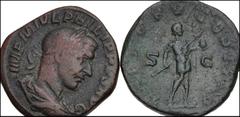 Large Lots ROMAN. Imperial. Lot of two (2) Æ Sestertii. Includes: Gordian III. AD 238-244. Æ Sestertius (29.5mm, 18.34 g, 12h). Rome mint, 6th officina. 10th emission, AD 242. Laureate, draped, and cu