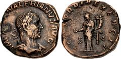 Valerianic Dynasty – Rome mint Valerian I. AD 253-260. Ӕ Sestertius (28mm, 19.02 g, 12h). Rome mint. 1st issue, AD 253-254. IMP C P LIC VALERIANVS AVG, laureate, draped and cuirassed(?) bust right / C