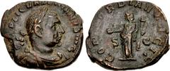 Valerianic Dynasty – Rome mint Valerian I. AD 253-260. Ӕ Sestertius (29.5mm, 12.86 g, 6h). Rome mint. 1st issue, AD 253-254. [IMP] C P LIC VALERIANVS IIIG (sic), laureate, draped and cuirassed bust ri