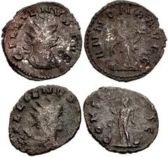 Valerianic Dynasty – Rome mint Lot of two (2) coins. 126a Gallienus. AD 253-268. Antoninianus (21mm, 2.19 g, 11h). Rome mint. 6th issue, AD 260-261. GALLIENVS AVG, radiate and cuirassed bust right / A