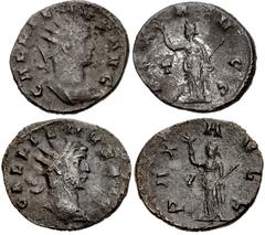 Valerianic Dynasty – Rome mint Lot of two (2) coins. 128a Gallienus. AD 253-268. Antoninianus (20mm, 3.59 g, 12h). Rome mint, 3rd officina. 6th issue, AD 260-261. GALLIENVS AVG, radiate and cuirassed 