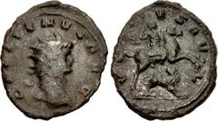 Valerianic Dynasty – Rome mint Gallienus. AD 253-268. Antoninianus (19.5mm, 3.53 g, 6h). Rome mint. 6th issue, AD 260-261. GALLIENVS AVG, radiate head right / VI[RT]VS AVG, emperor on horseback to rig