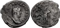Valerianic Dynasty – Rome mint Gallienus. AD 253-268. Quinarius (15mm, 1.33 g, 1h). Rome mint. 6th issue, AD 260-261. IMP GALLIENVS AVG, laureate and cuirassed bust right / VIRTVS AVG, Mars / Virtus s
