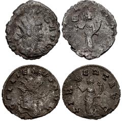 Valerianic Dynasty – Rome mint Lot of two (2) coins. MIR Plate Coin 188a Gallienus. AD 253-268. Antoninianus (18.5mm, 2.36 g, 6h). Rome mint, 1st officina. 7th issue, AD 262. GALLIENVS AVG, radiate an