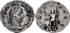 Valerianic Dynasty – Viminacium mint Gallienus. AD 253-268. Denarius / aureus offstrike (19.5mm, 1.89 g, 6h). Viminacium mint. Issue 2c. IMP GALLIENVS P AVG, laureate and cuirassed bust right / VIRTVS