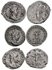 Valerianic Dynasty – Viminacium mint Lot of three (3) coins. 290a Gallienus. AD 253-268. Antoninianus (23.5mm, 3.11 g, 1h). Viminacium mint. Issue 3b. IMP GALLIENVS P F AVG, radiate and cuirassed bust