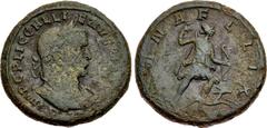 Valerianic Dynasty – Mediolanum (Milan) mint Gallienus. AD 253-268. Æ Sestertius or Medallion (28mm, 19.37 g, 12h). Mediolanum (Milan) mint. Issue 1, AD 258-9. IMP C P LIC GALLIENVS P F AVG, laureate 