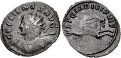Valerianic Dynasty – Mediolanum (Milan) mint Gallienus. AD 253-268. Antoninianus (22.5mm, 2.49 g, 12h). Mediolanum (Milan) mint. Issue 2(2), AD 260-1. GALLIENVS AVG, radiate and cuirassed bust left, v