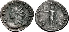 Valerianic Dynasty – Mediolanum (Milan) mint Gallienus. AD 253-268. Antoninianus (21mm, 3.23 g, 6h). Mediolanum (Milan) mint. Issue 2(2), AD 260-1. GALLIENVS AVG, radiate, draped, and cuirassed bust l