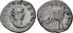 Valerianic Dynasty – Mediolanum (Milan) mint Gallienus. AD 253-268. Antoninianus (23mm, 2.92 g, 6h). Mediolanum (Milan) mint. Issue 2(2), AD 260-1. GALLIENVS AVG, radiate and cuirassed bust right / LE