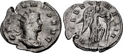 Valerianic Dynasty – Mediolanum (Milan) mint Gallienus. AD 253-268. Antoninianus (23.5mm, 3.09 g, 6h). Mediolanum (Milan) mint. Issue 3(2), AD 262. GALLIENVS AVG, radiate, draped, and cuirassed bust r