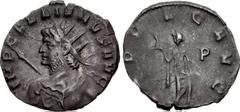 Valerianic Dynasty – Mediolanum (Milan) mint Gallienus. AD 253-268. Antoninianus (20mm, 2.00 g, 5h). Mediolanum (Milan) mint, 1st officina. Issue 5, AD 265. IMP GALLIENVS AVG, radiate bust left, seen 
