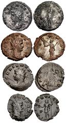Valerianic Dynasty – Siscia mint Lot of four (4) coins. 474a Gallienus. AD 253-268. Antoninianus (21mm, 3.33 g, 7h). Siscia mint. Issue 3, AD 266. GALLIENVS AVG, radiate head left / ANNONA AVG, Annona
