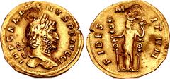 Valerianic Dynasty – Siscia mint Gallienus. AD 253-268. AV Aureus (21mm, 3.94 g, 12h). Siscia mint. Issue 3, AD 266. IMP GALLIENVS P F AVG GR, laureate head right / FIDES M[IL]ITVM, Fides standing lef