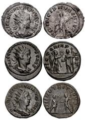 Valerianic Dynasty – Antioch mint Lot of three (3) coins. 498a Valerian II. Caesar, AD 256-258. Antoninianus (22mm, 2.90 g, 12h). Antioch mint. Issue 4, AD 256-257. P LIC COR VALERIANVS CAES, radiate 